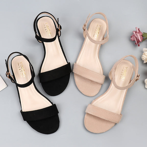 Women's Flat Black Plus Size 42 Roman Strap - Stuffs & Savers