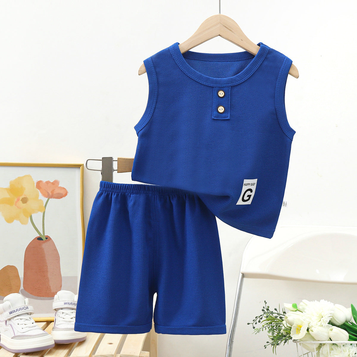 Ensemble deux pièces gilet et short à manches courtes pour bébé