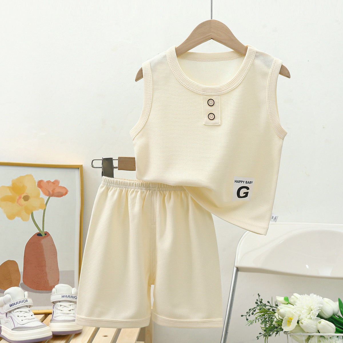 Ensemble deux pièces gilet et short à manches courtes pour bébé