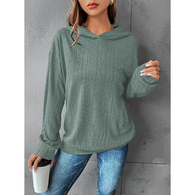 Sweat à capuche en tricot uni en polyester pour femme