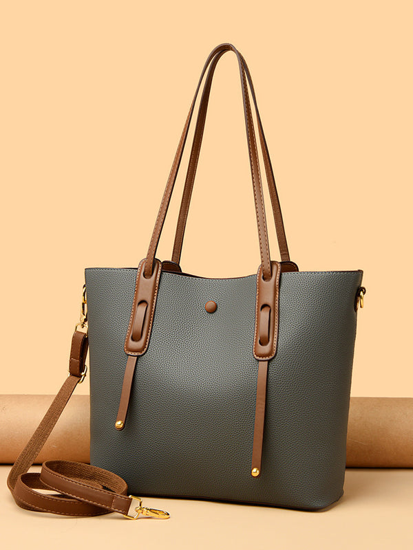 PU Leather Commuter Tote Bag