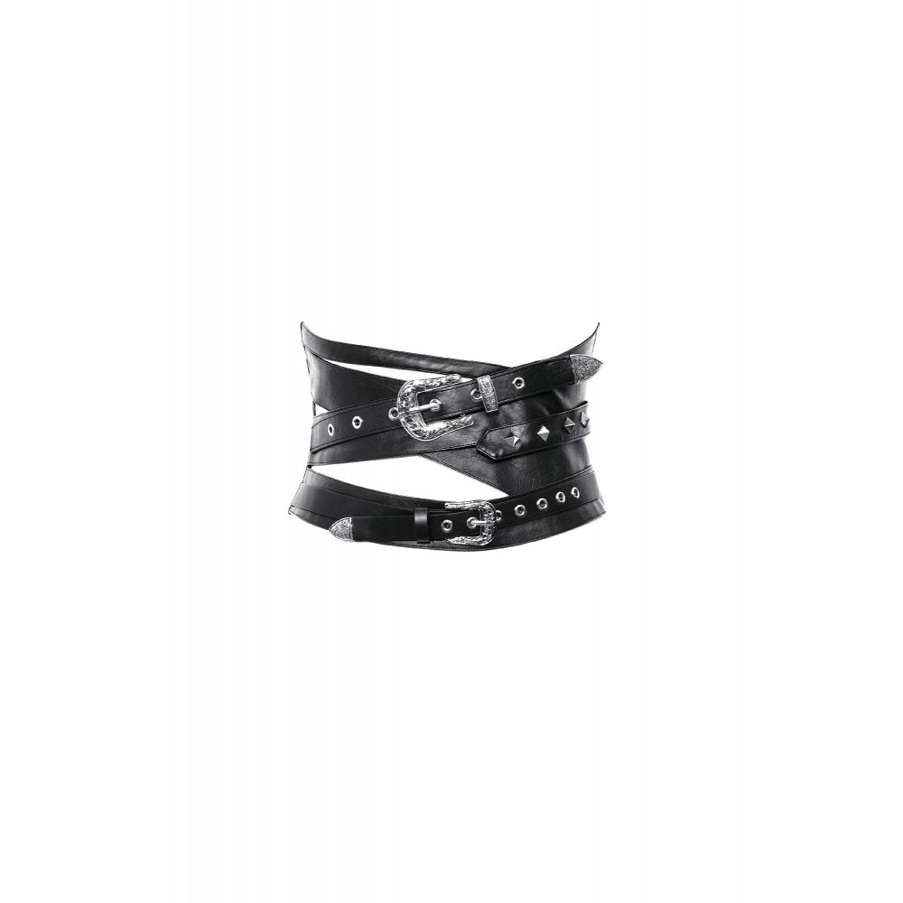 Dark in Love Elvira Faux Leather Layered Goth Waist Belt