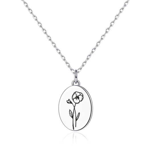 February Birth Flower Violet Necklace with Card