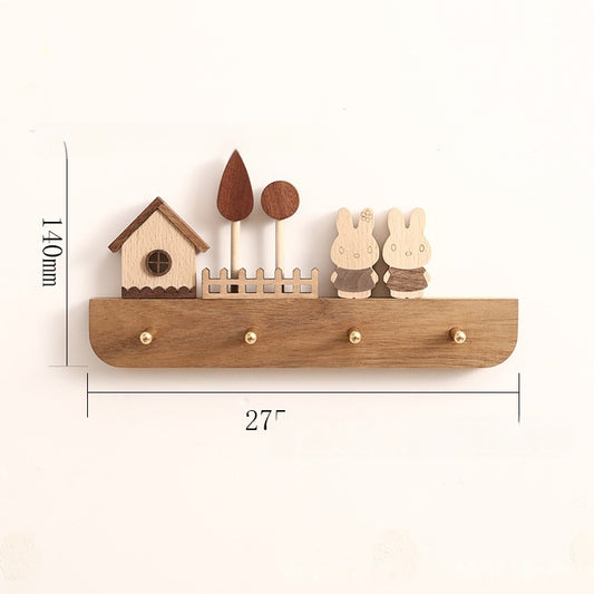 Wall-mounted Behind The Door Key Storage Rack Solid Wood