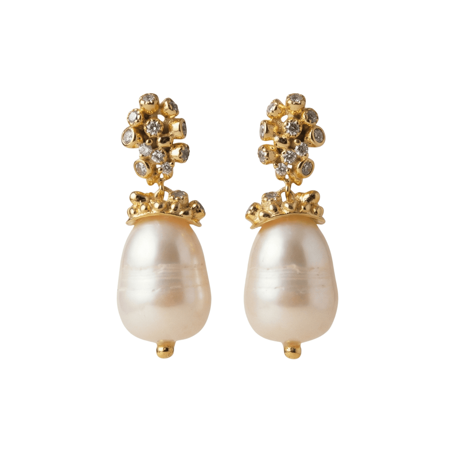 Boucles d'oreilles Lyra, perles baroques dorées