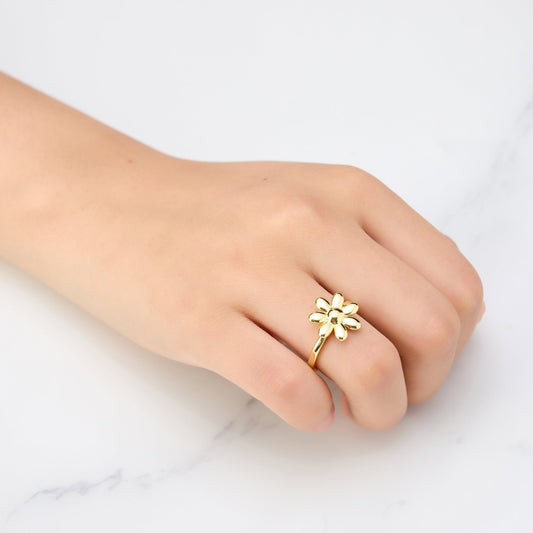Gold Plated Adjustable Daisy Ring