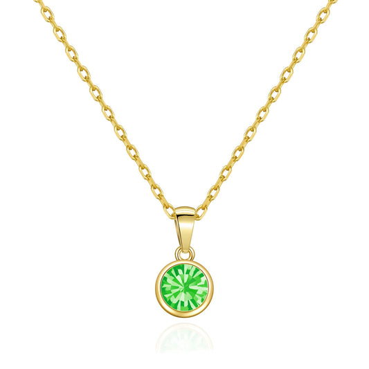 Gold Plated August (Peridot) Birthstone Necklace Created with Zircondia® Crystals