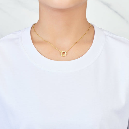 Gold Plated Circle Knot Necklace Created with Zircondia® Crystals