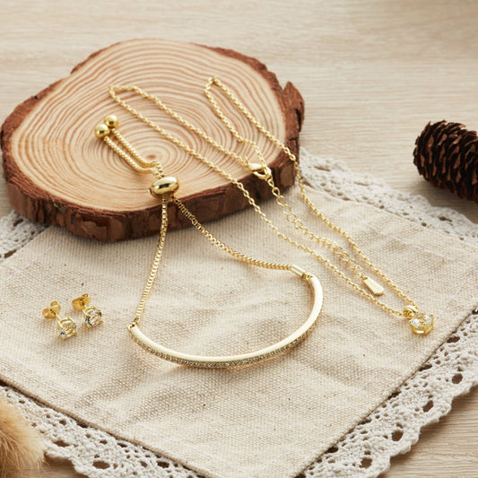 Gold Plated Friendship Set Created with Zircondia® Crystals