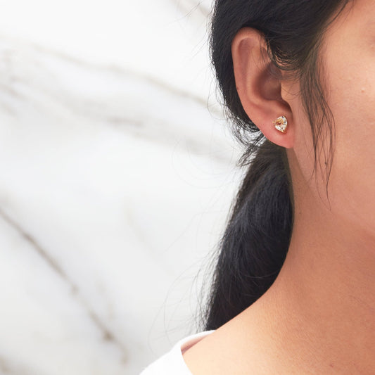 Gold Plated Heart Earrings Created with Zircondia® Crystals