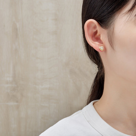 Gold Plated Heart Halo Earrings Created with Zircondia® Crystals