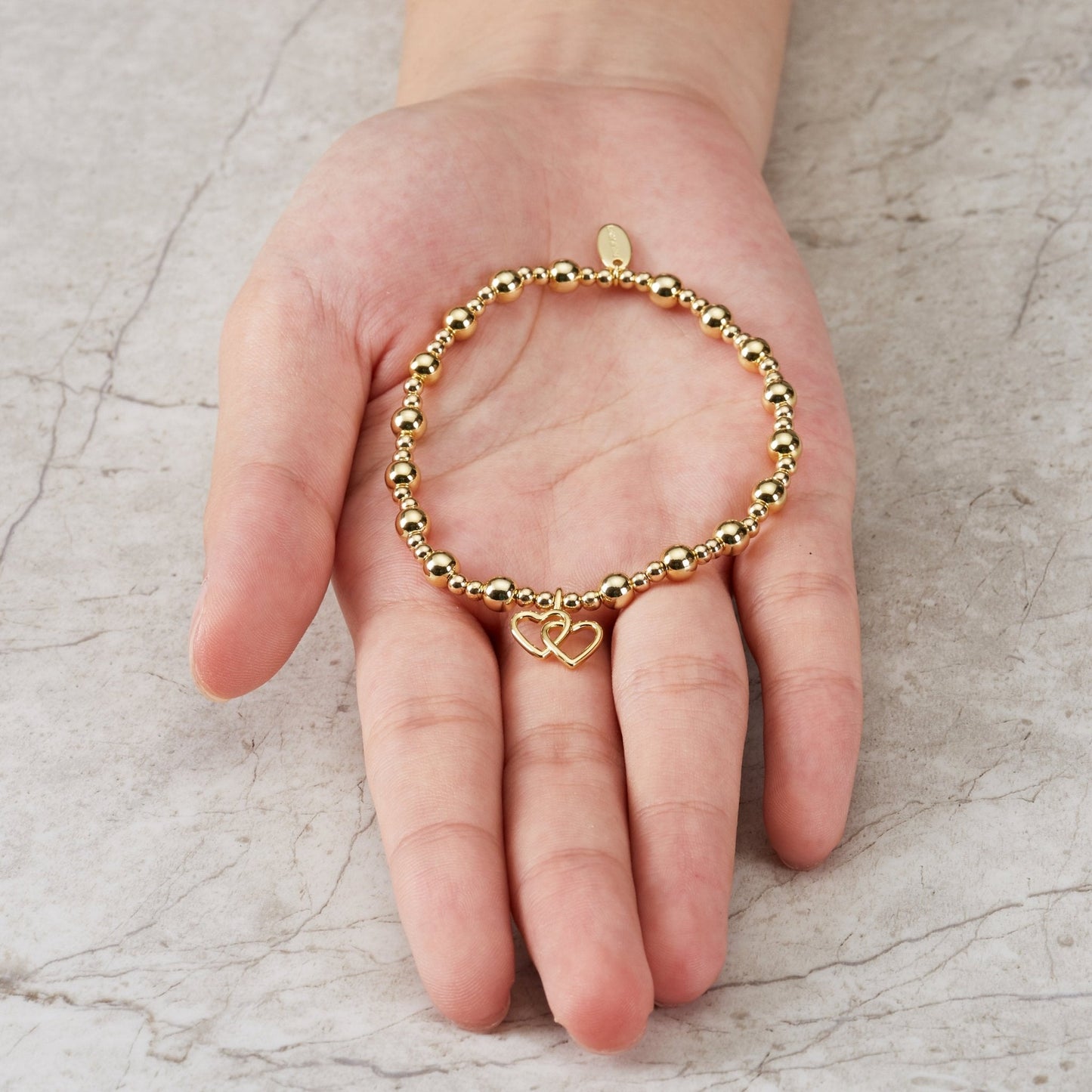 Gold Plated I Couldn't Say I Do Without You Heart Link Stretch Bracelet with Gift Box