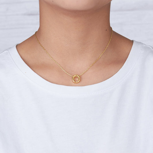 Gold Plated Initial Necklace Letter O Created with Zircondia® Crystals