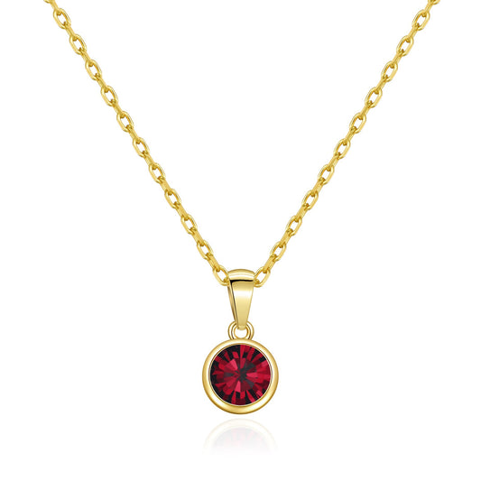 Gold Plated January (Garnet) Birthstone Necklace Created with Zircondia® Crystals