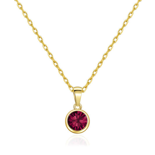 Gold Plated July (Ruby) Birthstone Necklace Created with Zircondia® Crystals