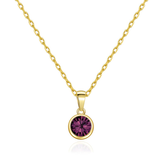 Gold Plated June (Alexandrite) Birthstone Necklace Created with Zircondia® Crystals