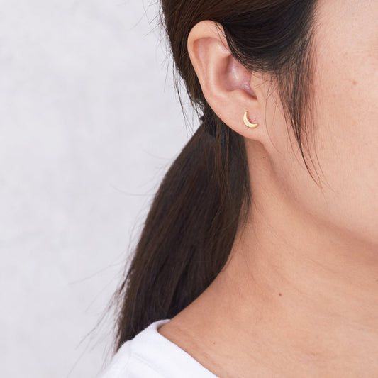 Gold Plated Moon Stud Earrings