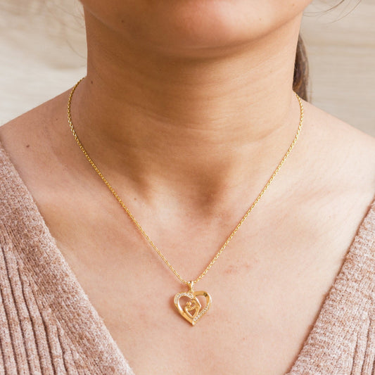 Gold Plated Mother And Child Necklace Created with Zircondia® Crystals