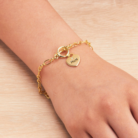 Gold Plated Mum Charm Bracelet Created with Zircondia® Crystals