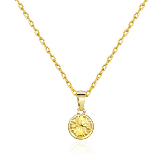 Gold Plated November (Topaz) Birthstone Necklace Created with Zircondia® Crystals