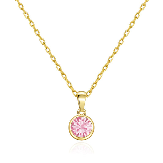 Gold Plated October (Tourmaline) Birthstone Necklace Created with Zircondia® Crystals