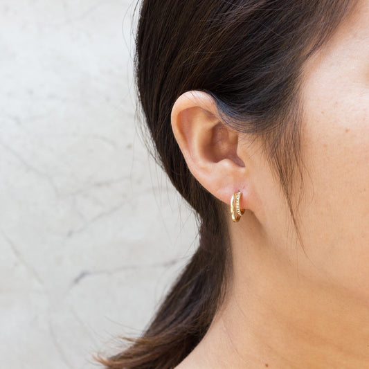 Gold Plated Open Double Hoop Earrings Created With Zircondia® Crystals