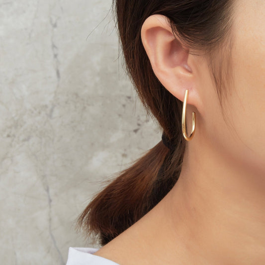 Gold Plated Oval Hoop Earrings