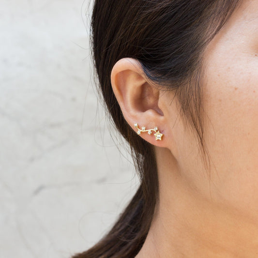 Gold Plated Star Climber Earrings Created with Zircondia® Crystals