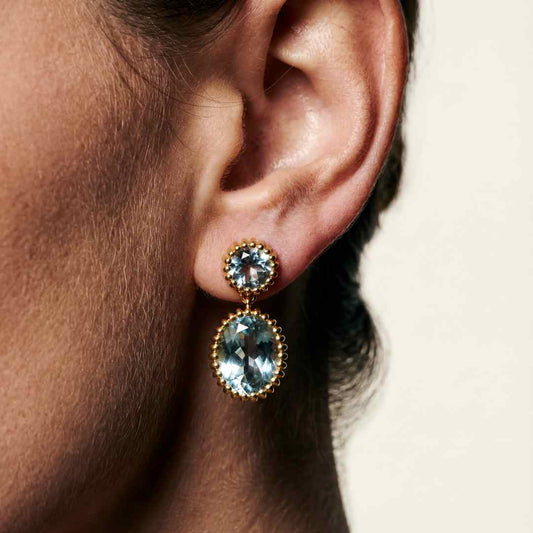 Gold Sky Blue Topaz Aurelia Earrings