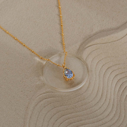 Gold Vermeil Blue Topaz Necklace - Aurelia
