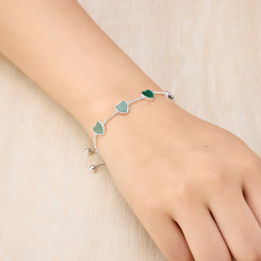 Green Aventurine Gemstone Multi Heart Friendship Bracelet