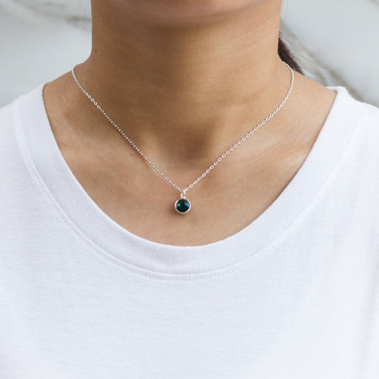 Green Crystal Necklace Created with Zircondia® Crystals