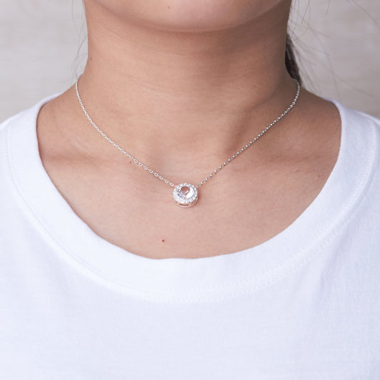 Halo Necklace Created with Zircondia® Crystals