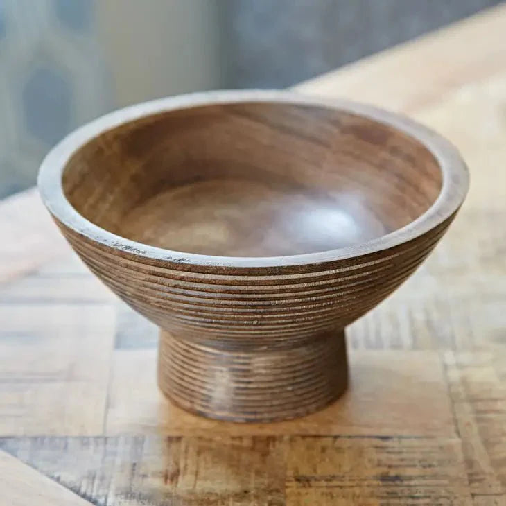 Handmade Mango Wood Raised Bowl