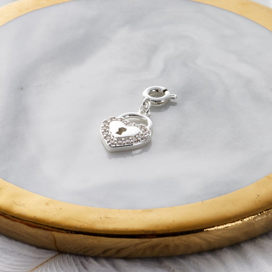 Heart Lock Charm Created with Zircondia® Crystals