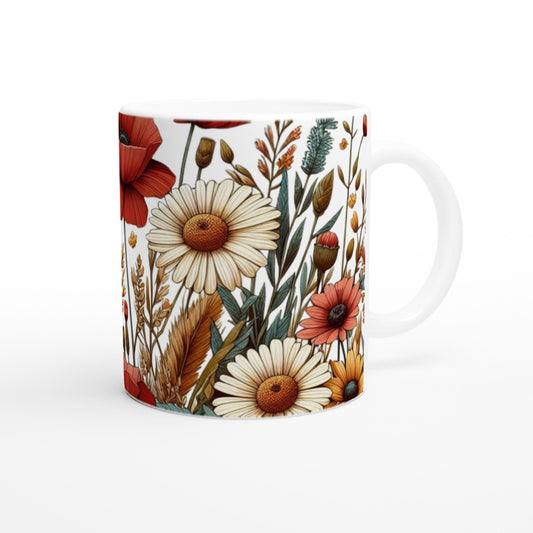 Hstrends 300ml White spring festival Floral Ceramic Mug