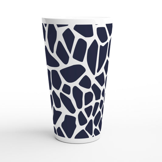 Hstrends Blue and White giraffe pattern Latte 17oz Ceramic Mug