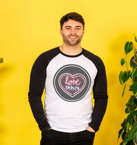 T-shirts à manches longues pour hommes avec imprimé cœur "Love 24h"