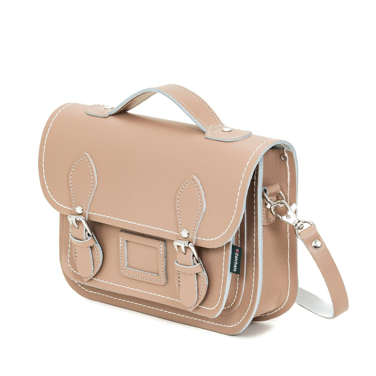 Leather Midi Satchel - Iced Coffee