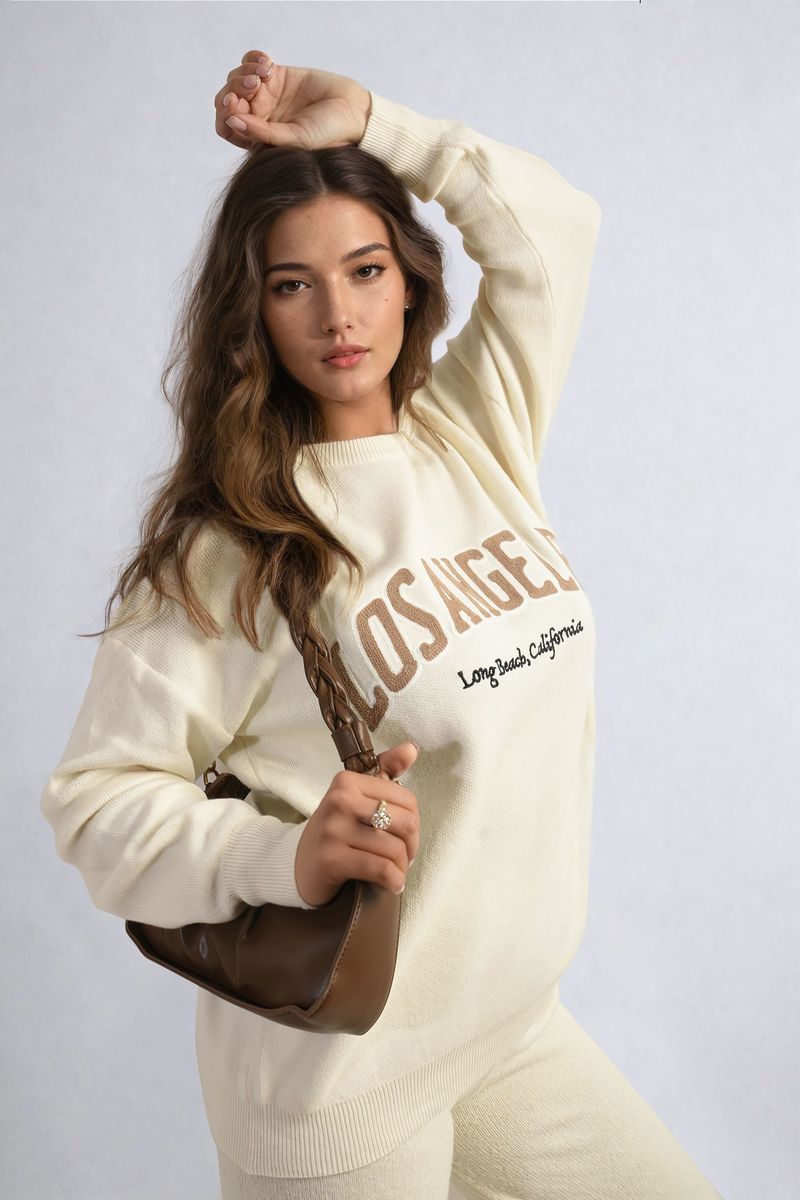Pull en maille à manches longues Los Angeles Graphique