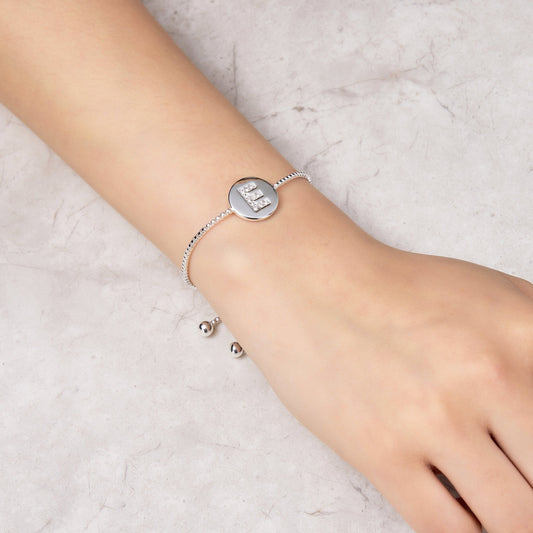 Initial Friendship Bracelet Letter E Created with Zircondia® Crystals