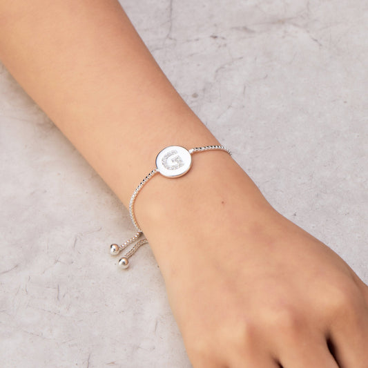 Initial Friendship Bracelet Letter G Created with Zircondia® Crystals