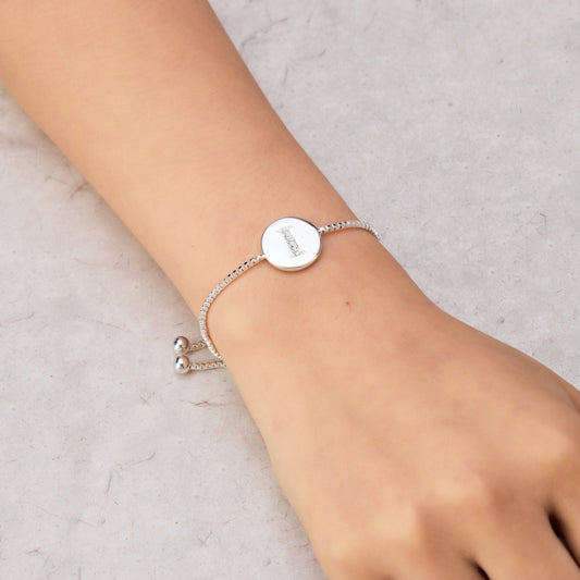 Initial Friendship Bracelet Letter I Created with Zircondia® Crystals