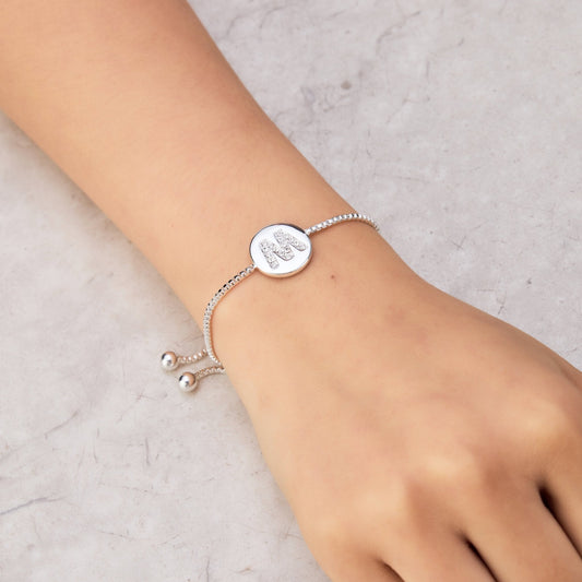 Initial Friendship Bracelet Letter M Created with Zircondia® Crystals