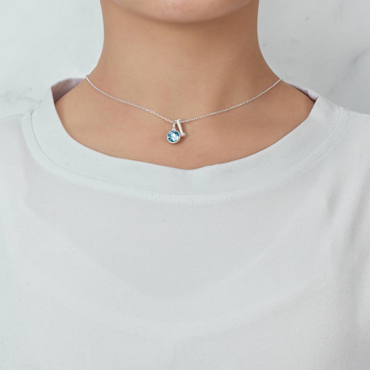 Initial I Necklace with Birthstone Charm Created with Zircondia® Crystals