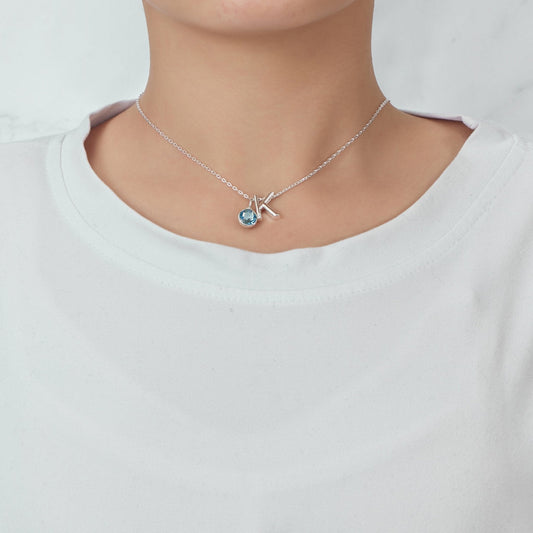 Initial K Necklace with Birthstone Charm Created with Zircondia® Crystals