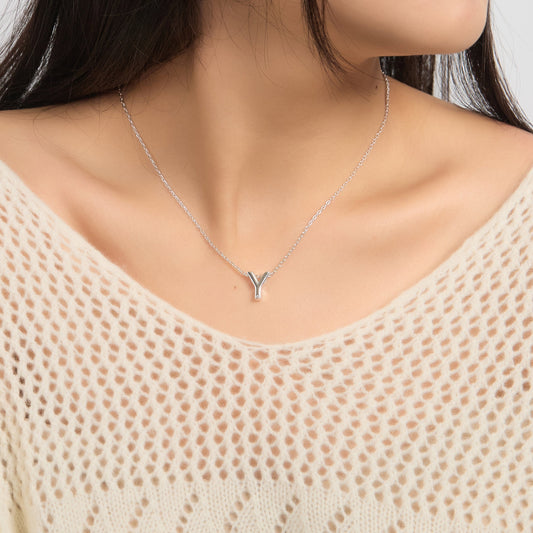 Collier Initial Lettre Y Orné de Cristaux Zircondia®
