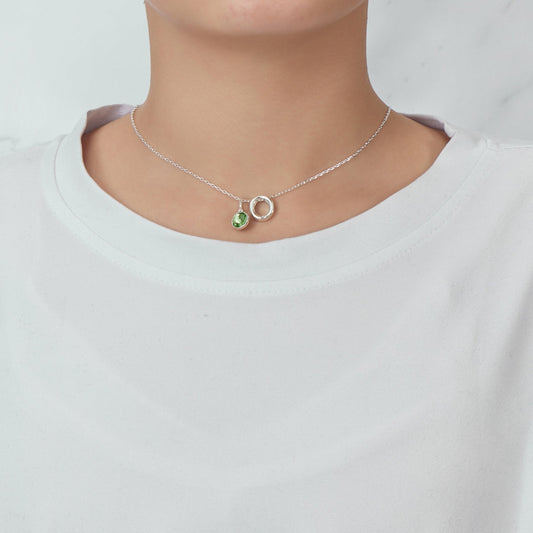 Initial O Necklace with Birthstone Charm Created with Zircondia® Crystals