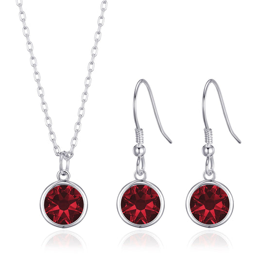 January (Garnet) Birthstone Necklace & Drop Earrings Set Created with Zircondia® Crystals