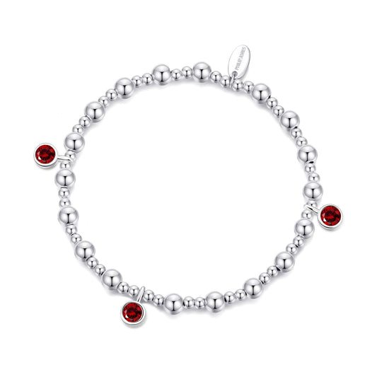 January (Garnet) Birthstone Stretch Charm Bracelet with Quote Gift Box